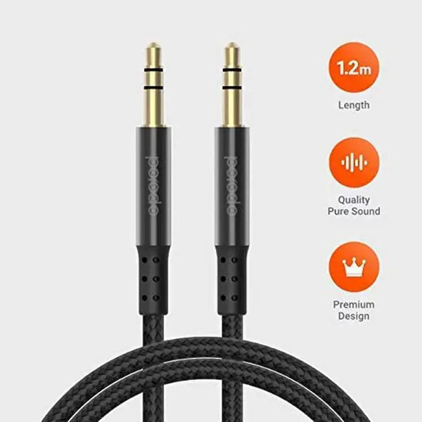 Porodo Metal Braided AUX Cable – كيبل اوكس من بورودو