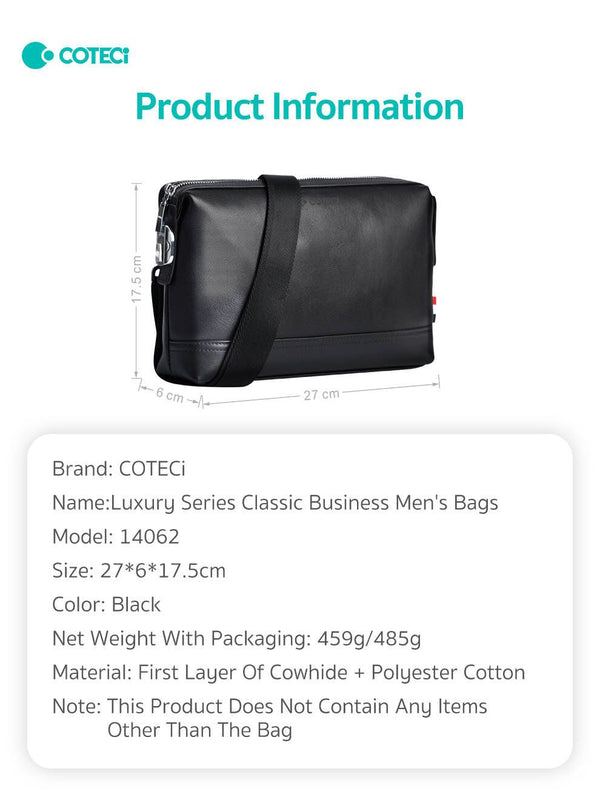 COTECI LUXURY SERIES CLASSIC BUSINESS MEN''S BAGS 14062  - حقيبة محمولة للاعمال الكلاسيكية للرجال مع قفل من كوتي