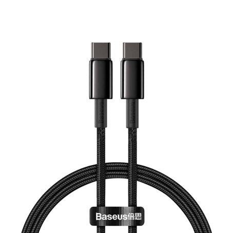 BASEUS TUNGSTEN GOLD FAST CHARGE DATA CABLE USB-C TO USB-C 100W 1M - كيبل شحن ونقل تايب سي تايب سي 100 واط من باسيوس