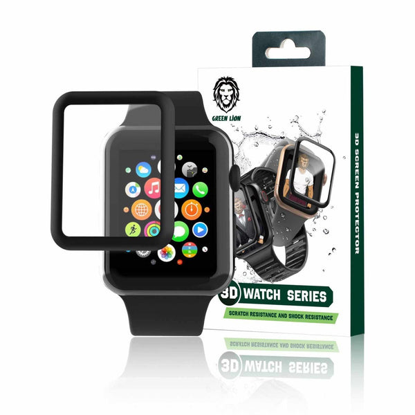 Green 3D HD Glass Screen Protector for Apple Watch 45mm Black - لاصق شاشة زجاجي عالي الدقة ثلاثي الأبعاد لساعة ابل 45 ملم من كرين