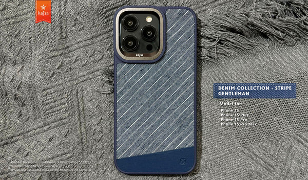 KAJSA DENIM CASE FOR IPHONE 15 PRO MAX - كفر قماش للايفون 15 بروماكس من كاجسا