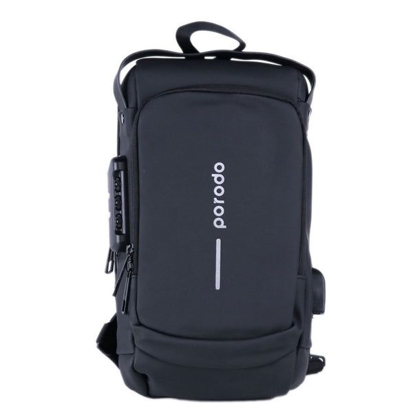 Porodo Lifestyle Waterproof Oxford Fanny Pack with USB-A Port - حقيبة ظهر مقاومة للماء والخدش مع منافذ شحن من بورودو