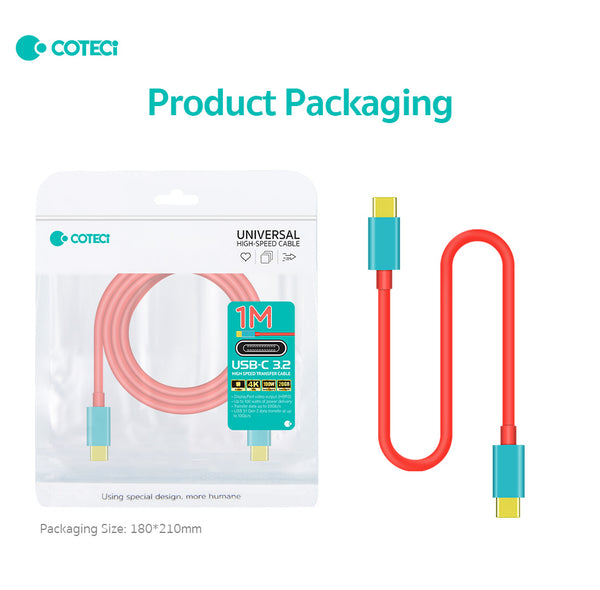 COTECI USB3.2 HIGH SPEEDTRANSFER CABLE 87303 - كيبل شحن ونقل تايب سي تايب سي متعدد الاستخدامات 100 واط من كوتي