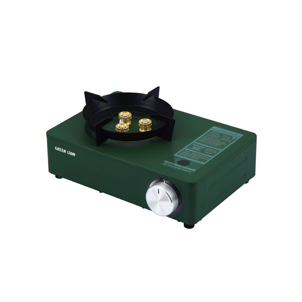 Green Lion 3 Mini Burner Cassette Stove ( Windproof Style ) Green - طباخ صغير للسفر و التخييم (نمط مقاوم للرياح) من كرين