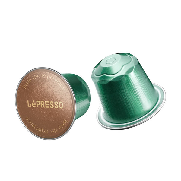 LePresso Aluminum capsules for Nespresso 100% Arabica 10pc - Brazil origin blend -  كبسولات الألمنيوم من ليبريسو للقهوة العربية 100% الأصلية من ليبرسيو