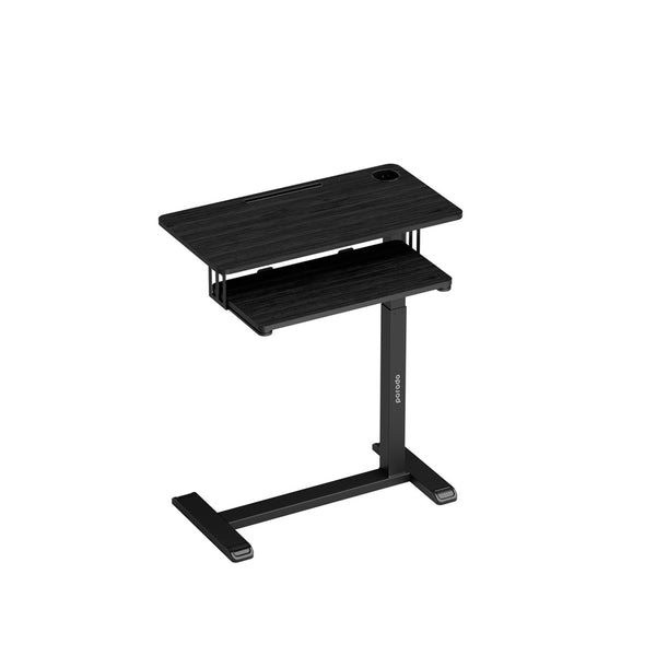 Porodo Height Adjustable Side Desk with Keyboard Tray Black - مكتب جانبي بارتفاع قابل للتعديل مع صينية لوحة المفاتيح من بورودو