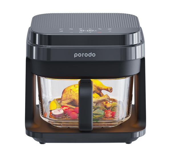 Porodo LifeStyle Glass Pot Air Fryer 5.5L 1200W - قلاية هوائية زجاجية بسعة 5.5 لتر وبقوة 1200 واط من بورودو