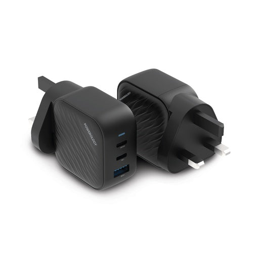 Powerology 65W 1*QC 36W USB-A and 2*USB-C Ports GaN PD Wall Charger UK - شاحن 65 واط من باورولوجي