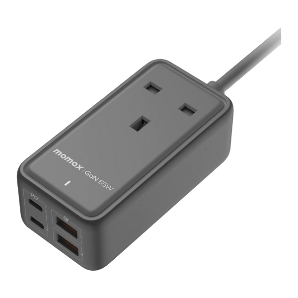 MOMAX ONEPLUG 65W GaN Extension Cord with USB US15UK -سيار كهربائي مع منفذين USB+ تايب سي 65 واط من موماكس