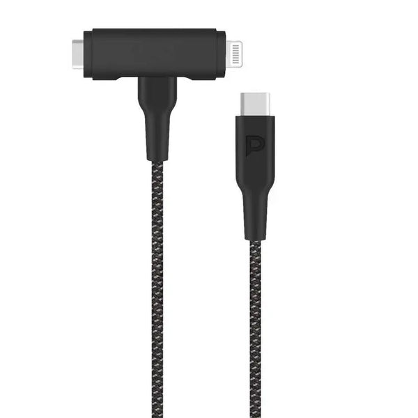 POWEROLOGY PD60W BRAIDED USB-C TO USB-C TO LIGHTNING CABLE - كيبل شحن تايب سي تو (تايب سي + لايتننغ ) 60 واط من باورولوجي