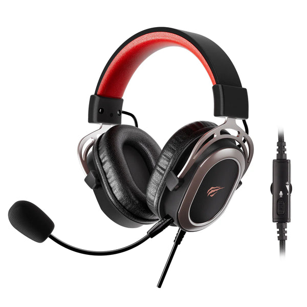 Havit H2008d Gaming Headphone Wired 3.5 mm Jack Black+Ochre+Red - سماعات الالعاب السلكية من هافيت