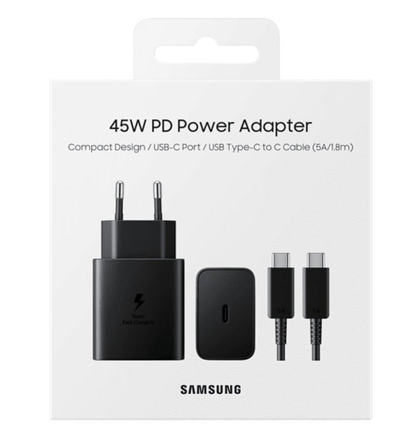 SAMSUNG 45W ADAPTER WITH CABLE- شاحن 45 واط مع كيبل تايب سي تايب سي من سامسونك